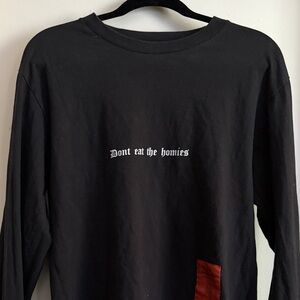 Black Long Sleeve Shirt with Red Accent